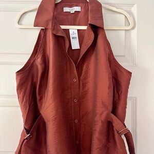 LOFT Women's Terracotta Sleeveless Blouse